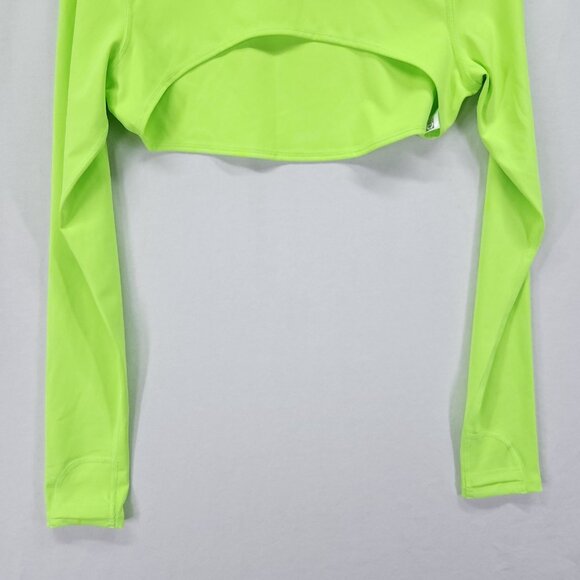 Athleta Cropped Top Size XS Eclipse Shrug Long Sleeve Neon Yellow Athletic Shirt - Picture 5 of 12
